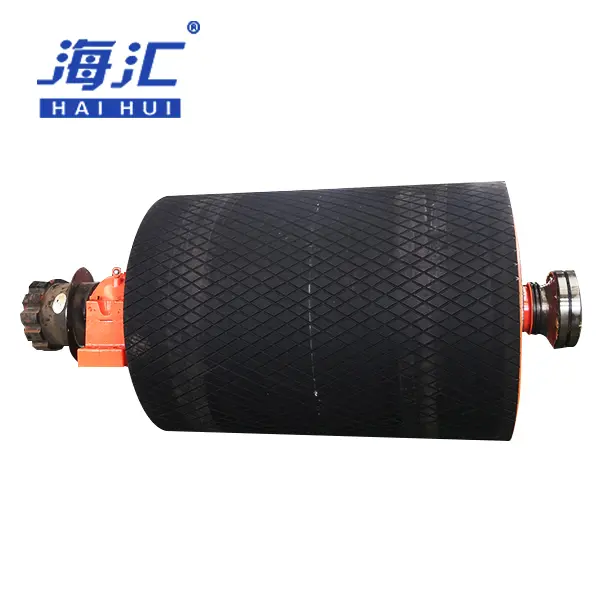 001Belt Conveyor Drive Pulley01 Hot vulcanized rubber lagging tail pulley for heavy belt conveyor