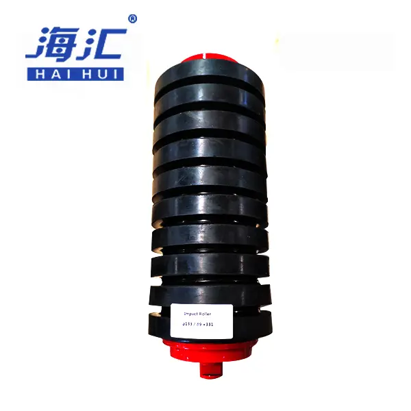Conveyor Impact Roller with Rubber Ring - Heavy-duty roller for conveyor impact protection