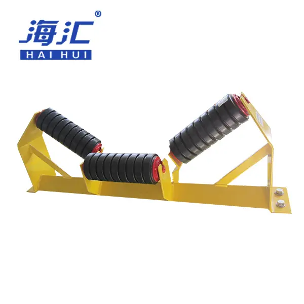 109Belt conveyor carry trough idler impact idler carry training idler01 Carry trough impact training idler set for belt conveyor use