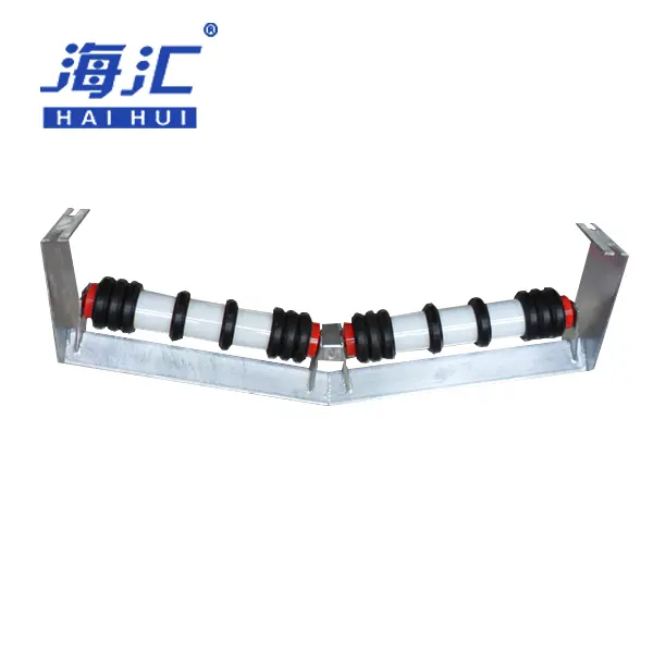 Rubber disc comb roller for heavy belt conveyor cleaning use